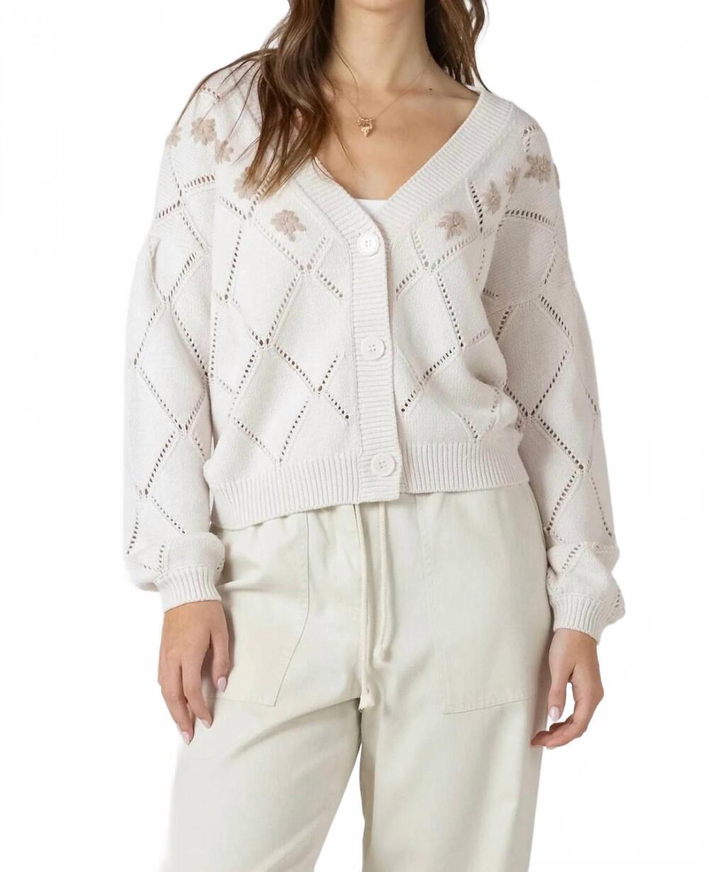 NEW DEX embroidered cardigan in cream